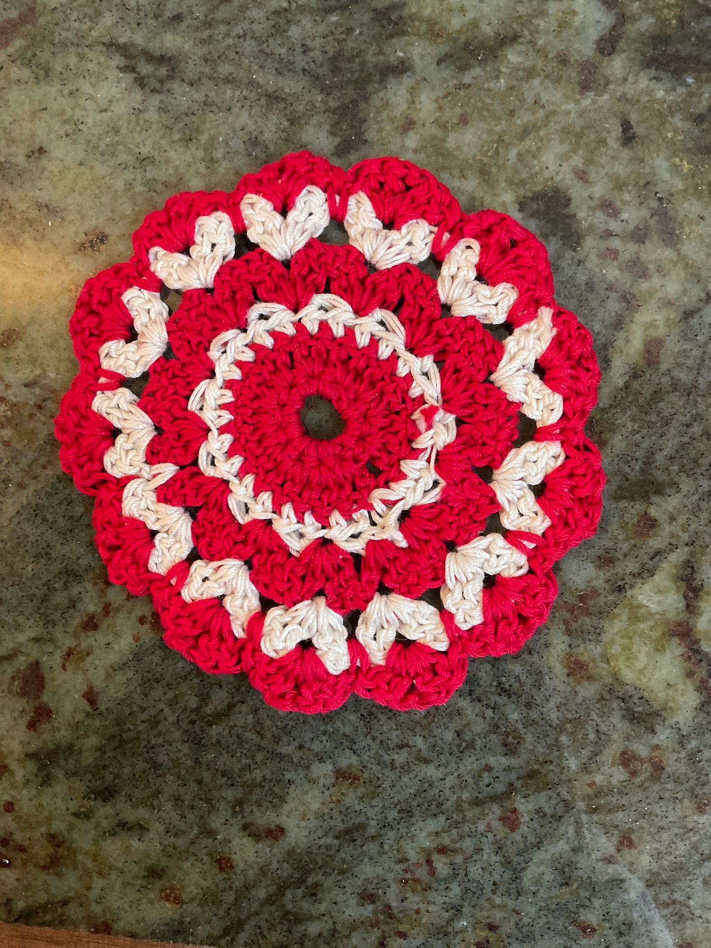 Vintage 4.5” Red and White Doily