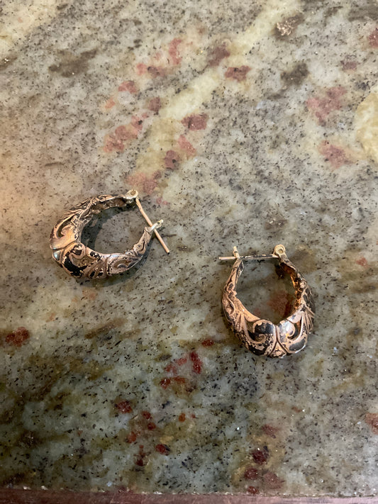 Sterling Silver Filigree Hoop Earrings