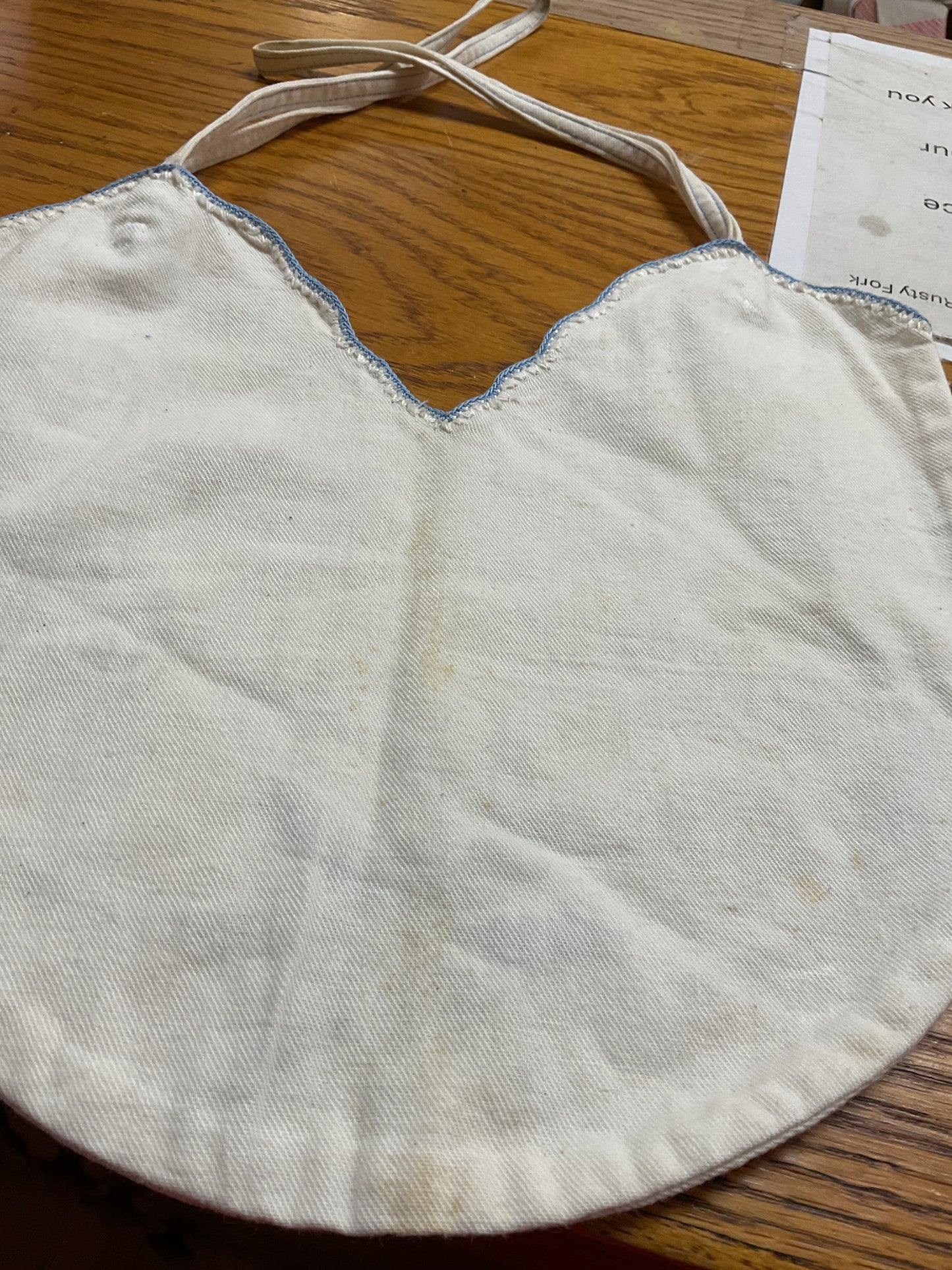 Vintage Handmade Embroidered Bib Bag/ Clothespin Bag