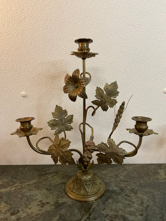 Decorative 3 Arm Brass Candelabra