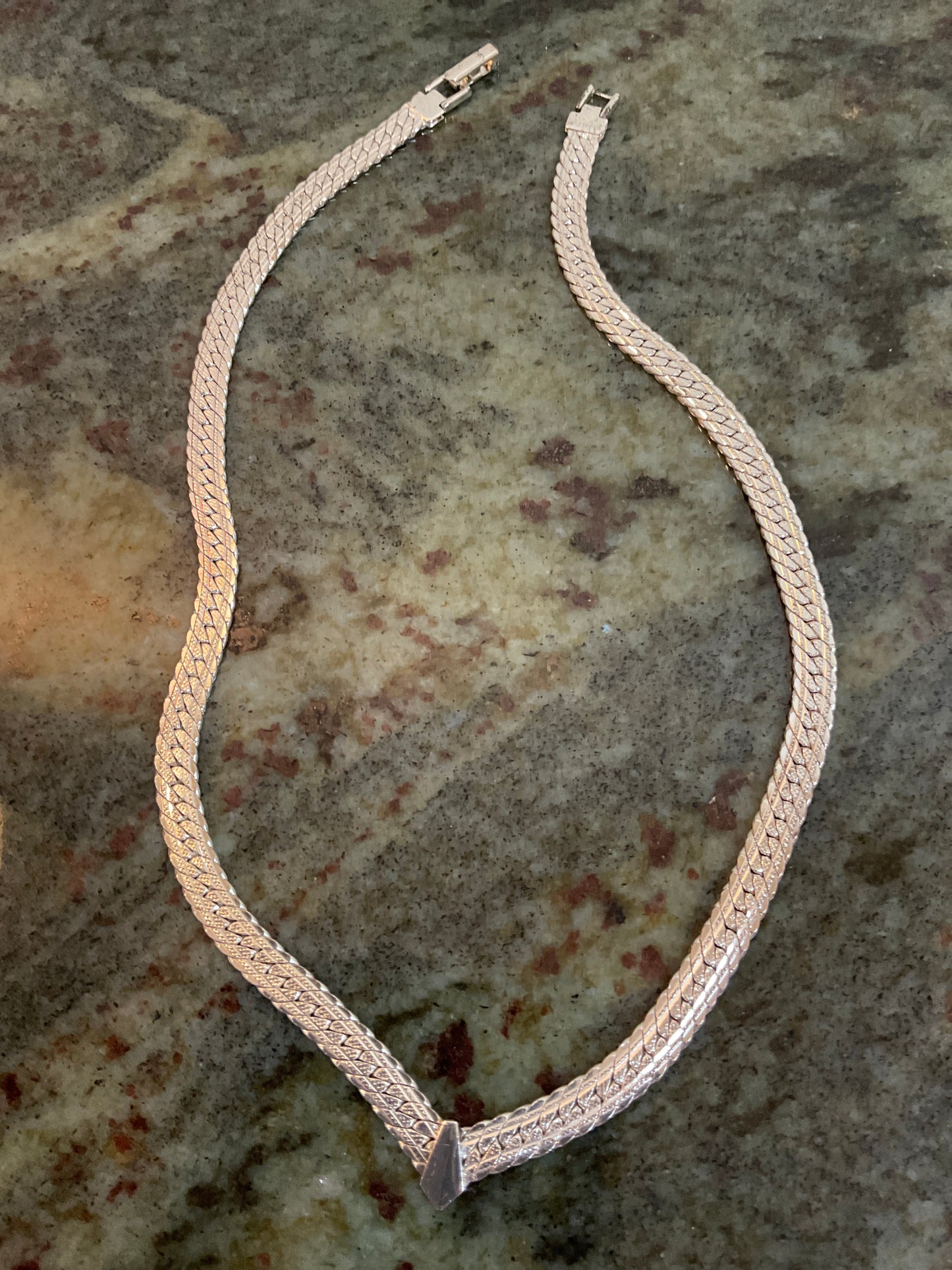 Silvertone V Necklace