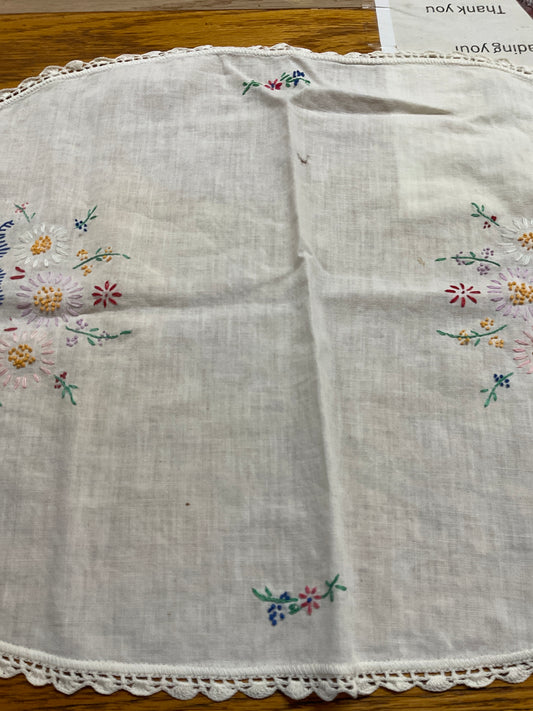 Vintage Hand Embroidery Doily