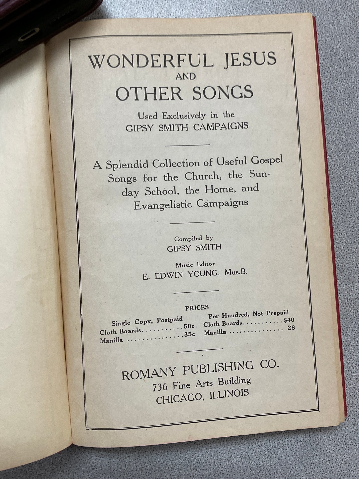 Book ‘Wonderful Jesus & Other Songs’ 1927