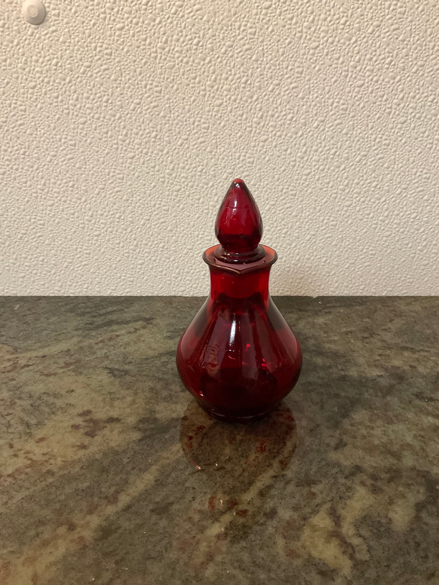 Avon Ruby Red Red Glass Cruet With Strawberry Stopper