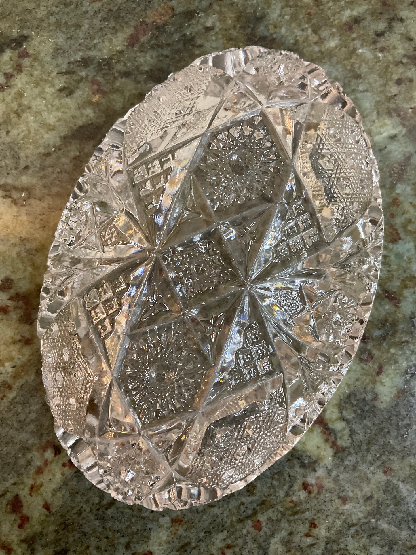 Cut Glass Oval Dish