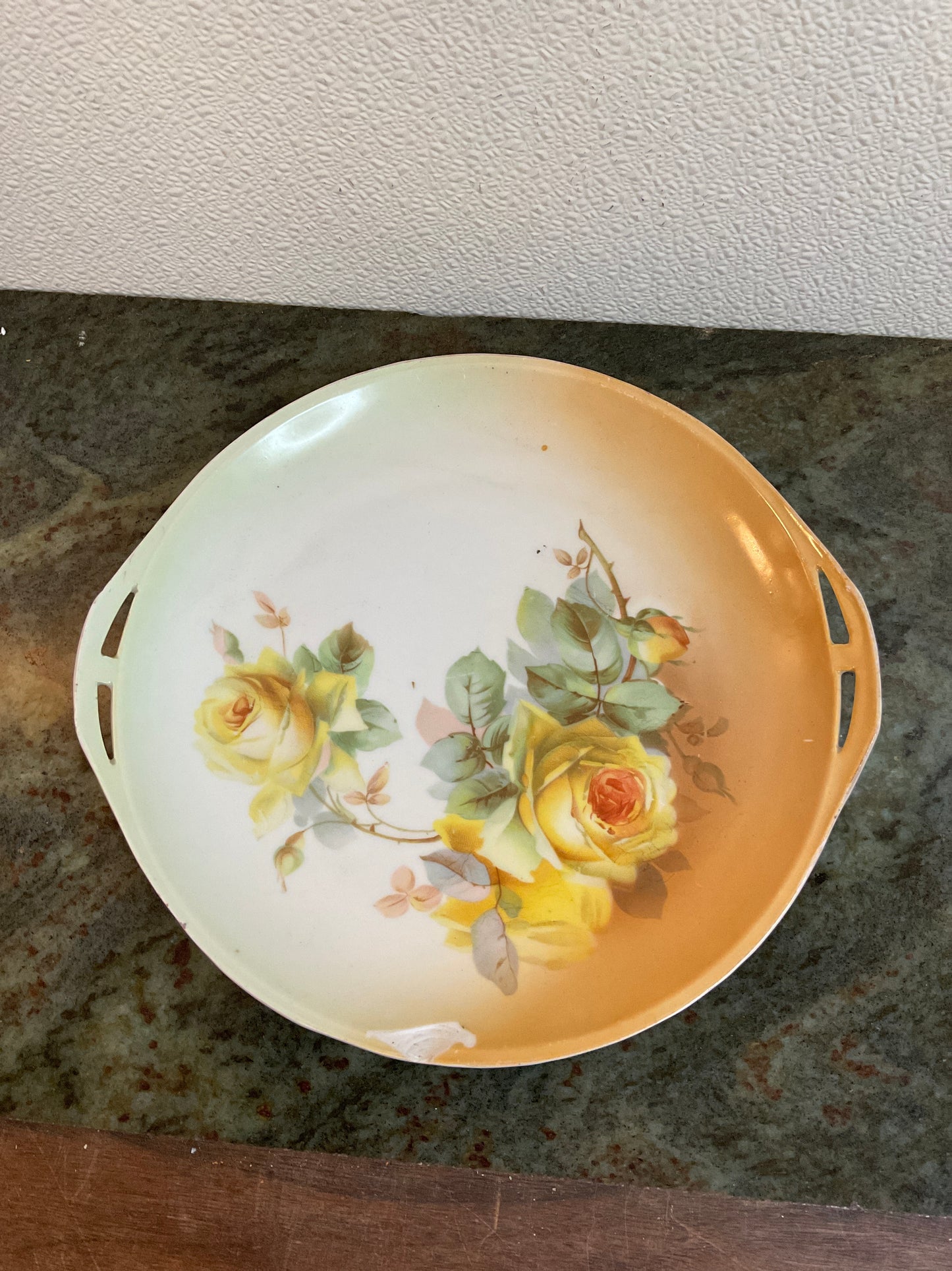 Antique Germany Yellow Rose Plate