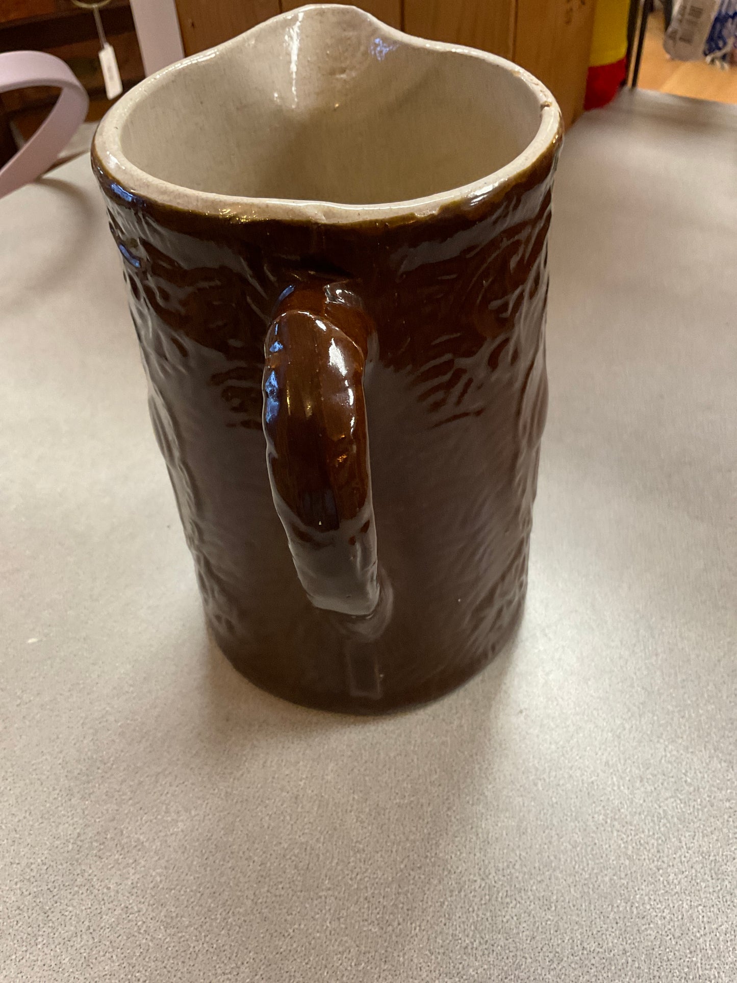Brown Salt- Glazed Stoneware Pitcher