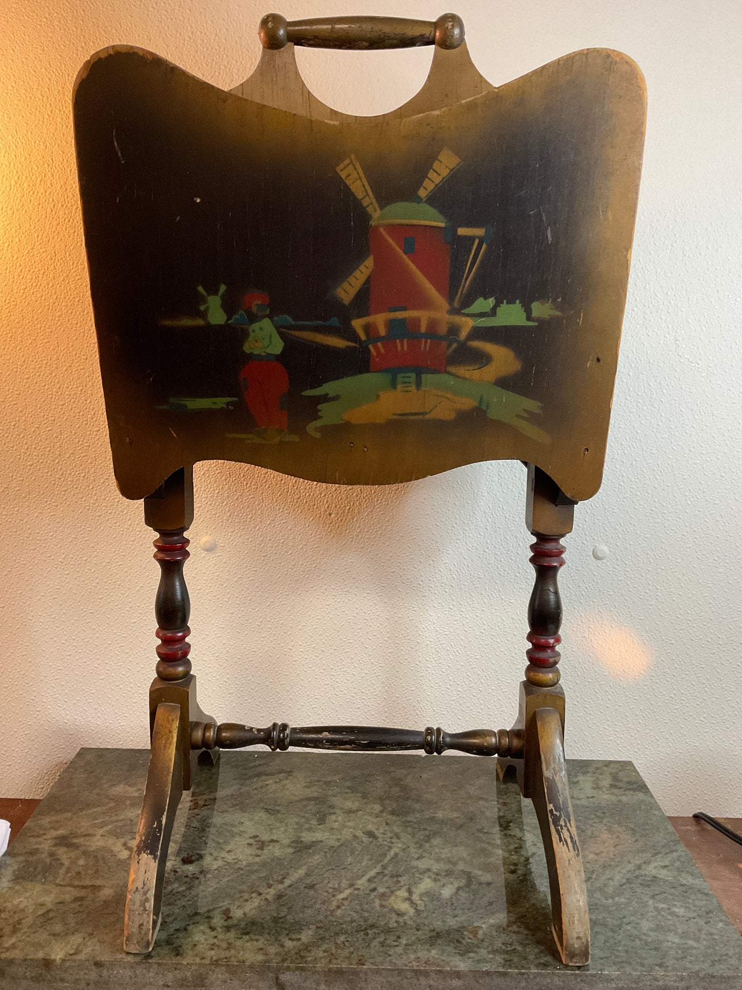 Vintage 1920’s Polychrome Wooden Magazine Rack