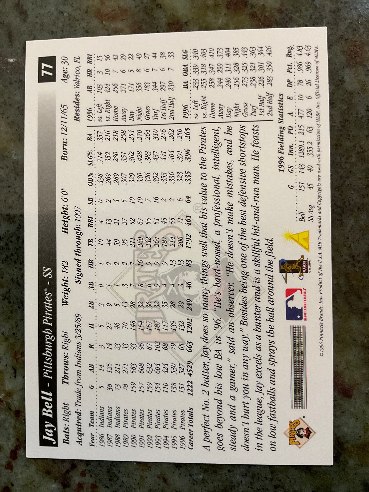1994 Score Jay Bell Baseball Card