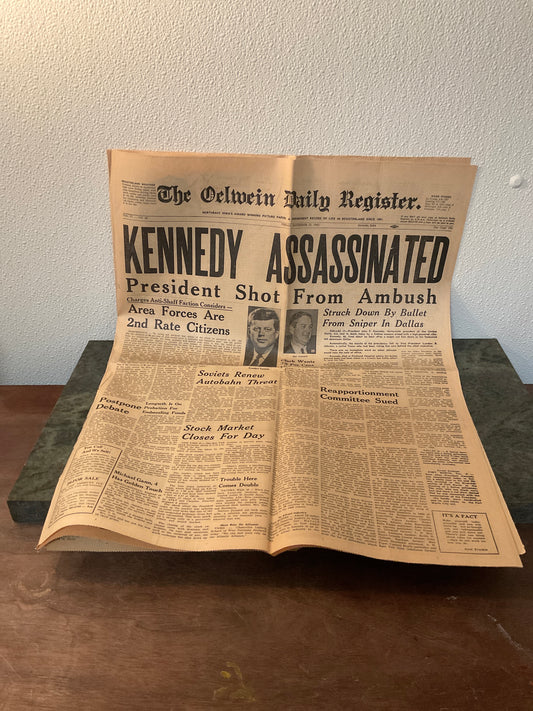 The Oelwein Daily Register November 22 1963 President Kennedy Assassinated