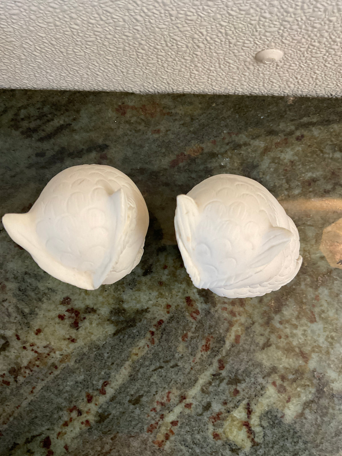 Set of 2 Carved Alabaster Owls