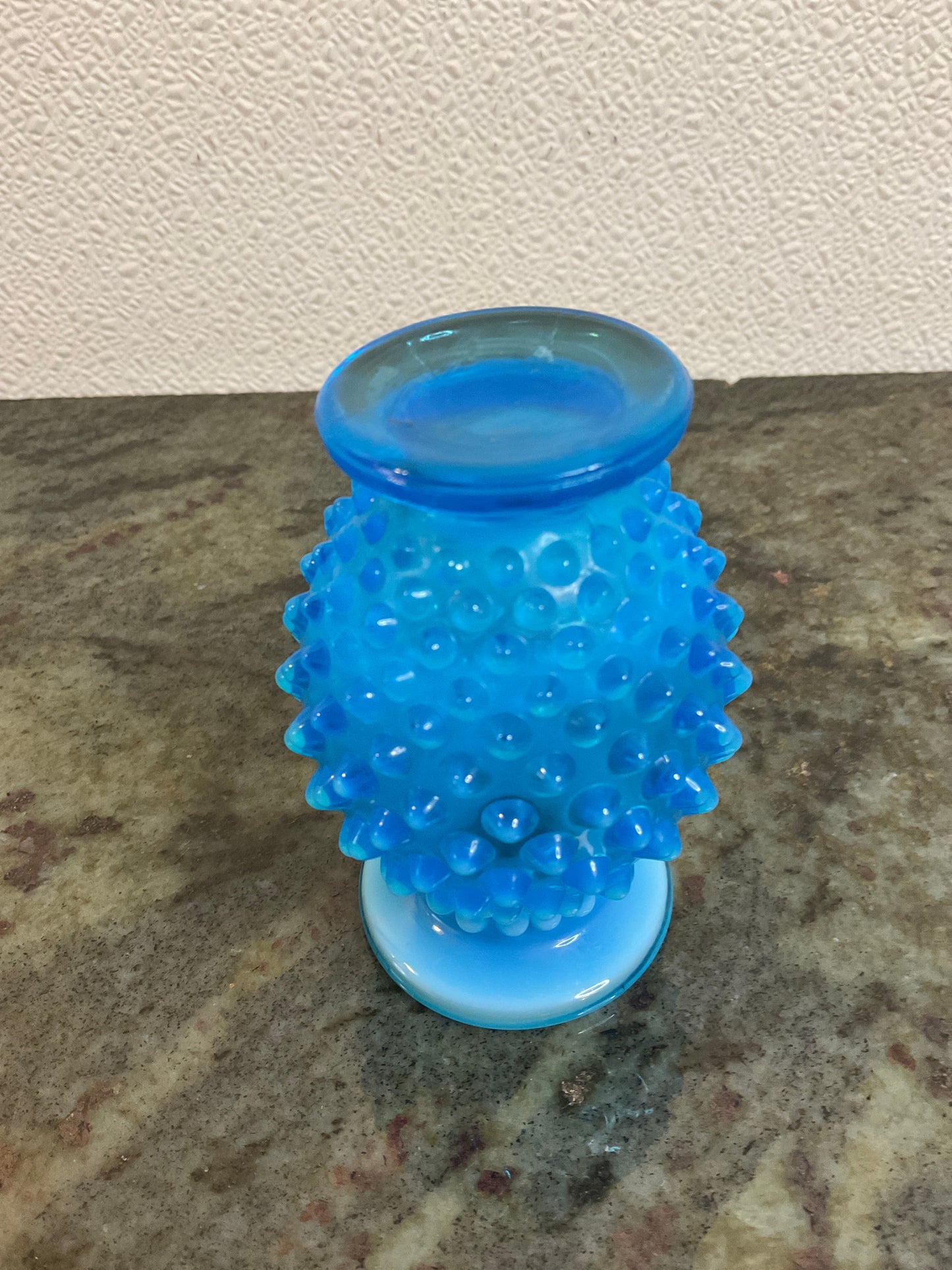 Fenton Blue Hobnail Glass Bud Vase