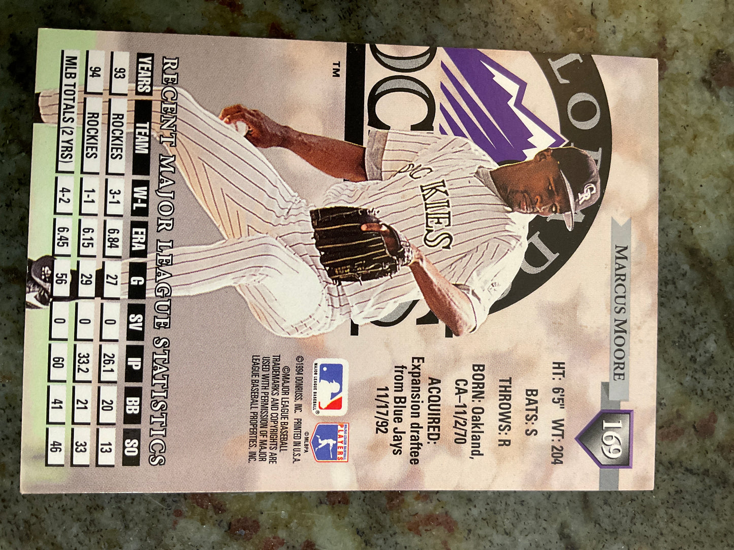 Marcus Moore 1994 Dunross Baseball Card