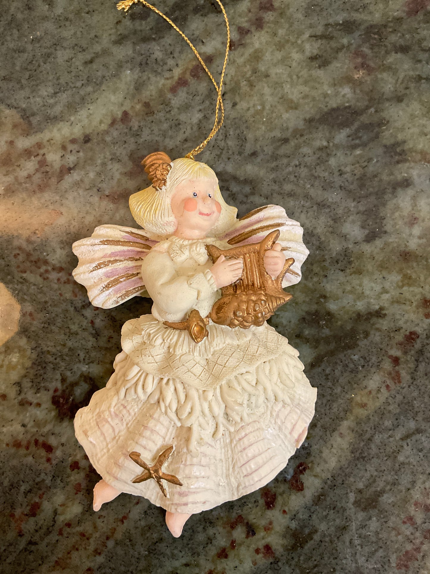 Vintage Angel with Harp Ornament