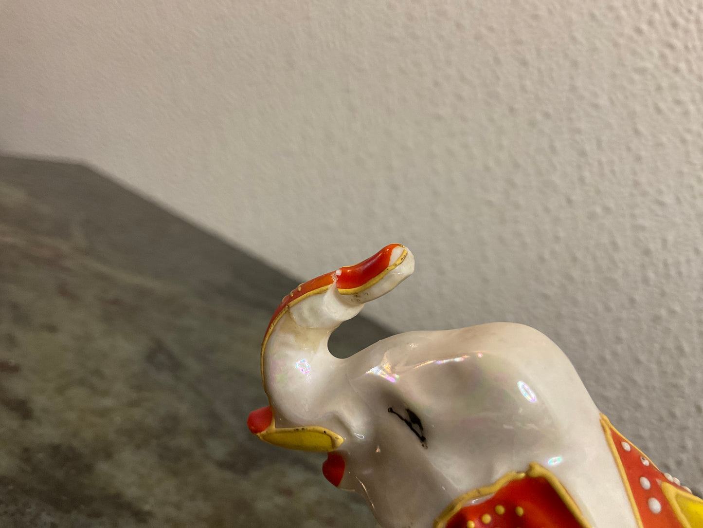 Vtg Mini Hd Painted Ceramic Elephant
