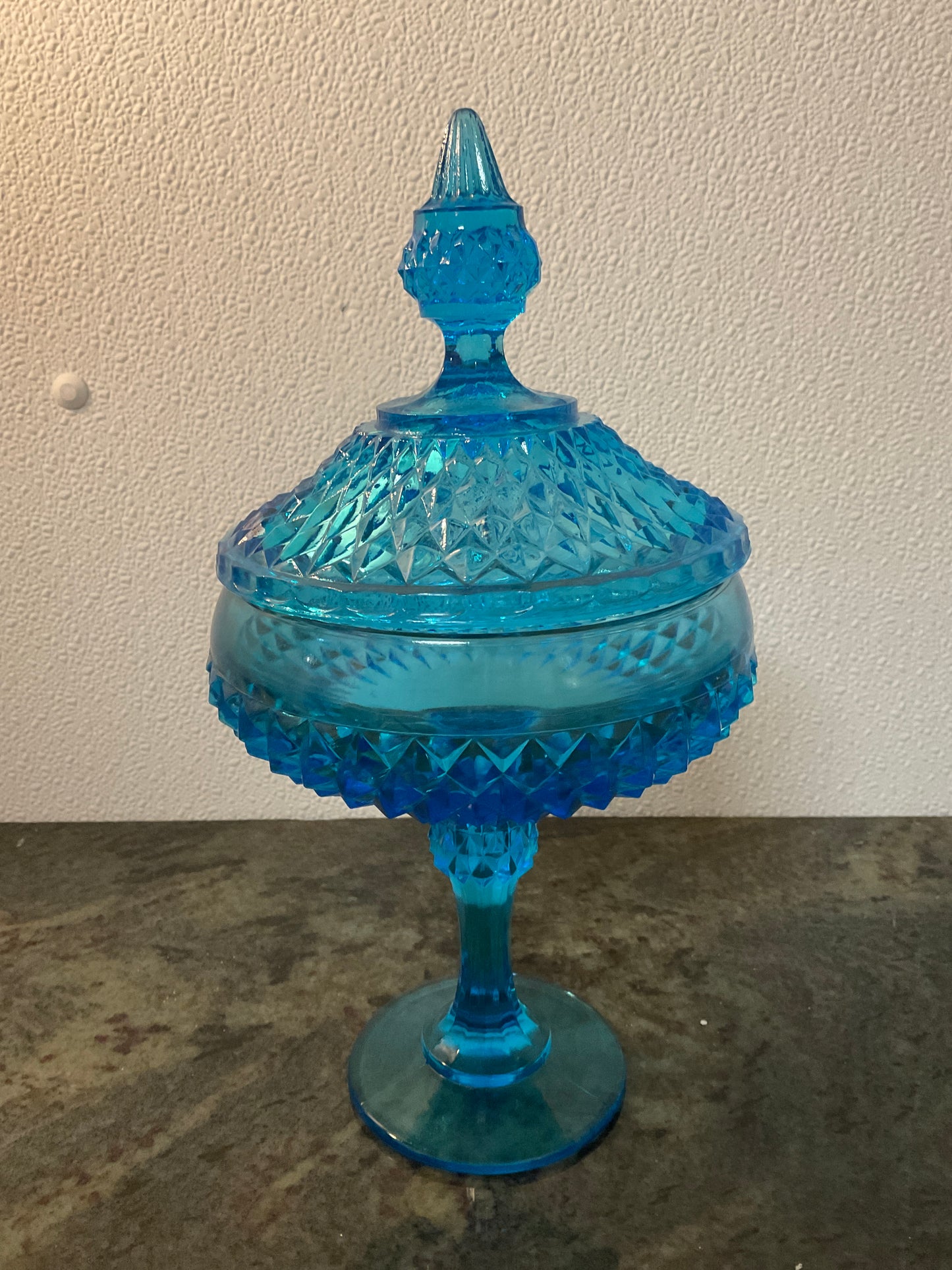 Indiana Glass Capri Diamond Pointed Pedestal Candy Dish