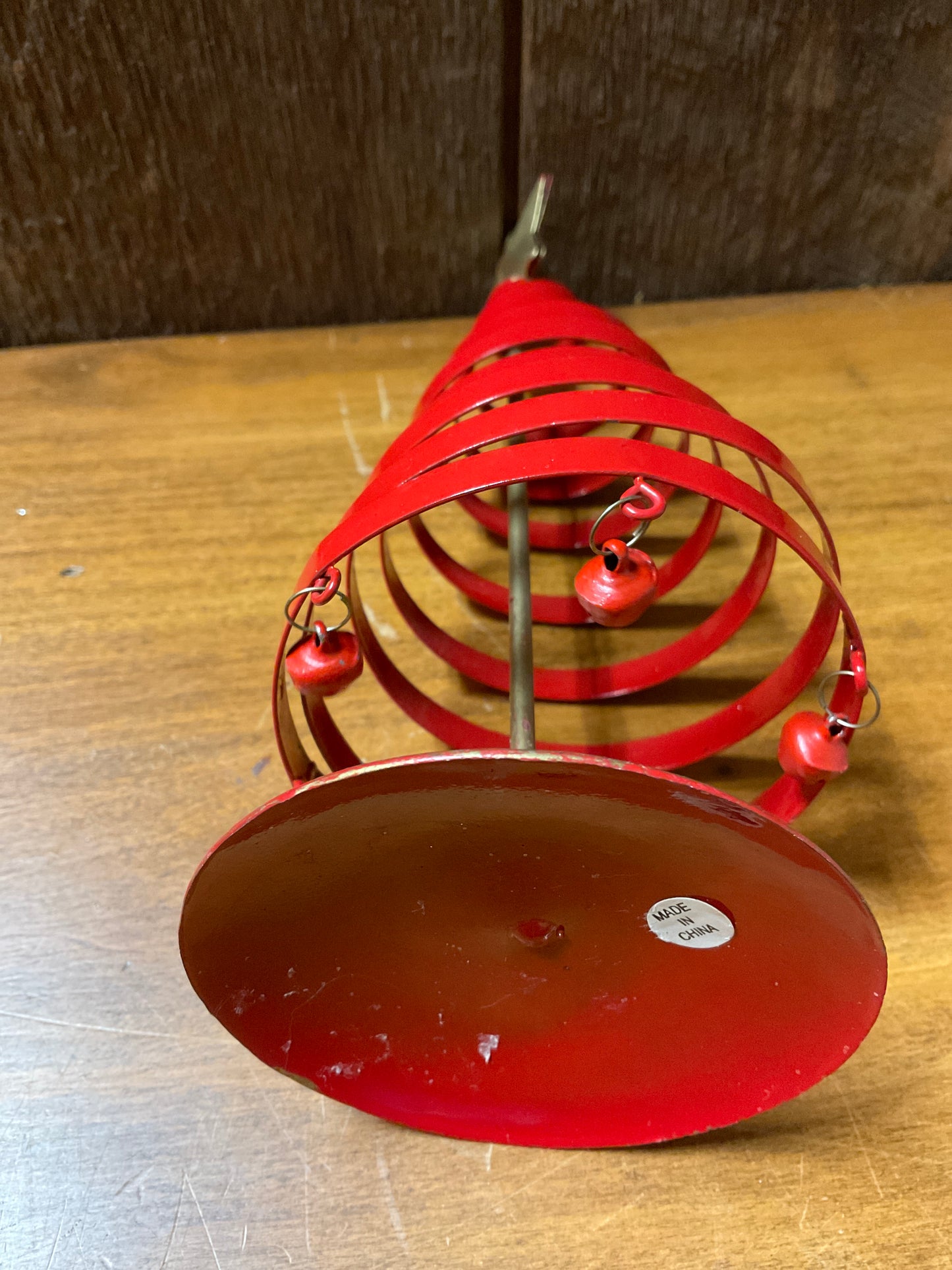 8.25” Metal Red/Gold with Bells Tree