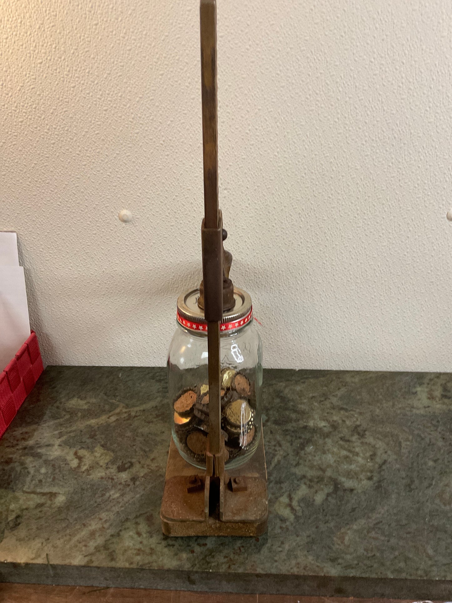 Antique Triumph Bottle Capper And Caps