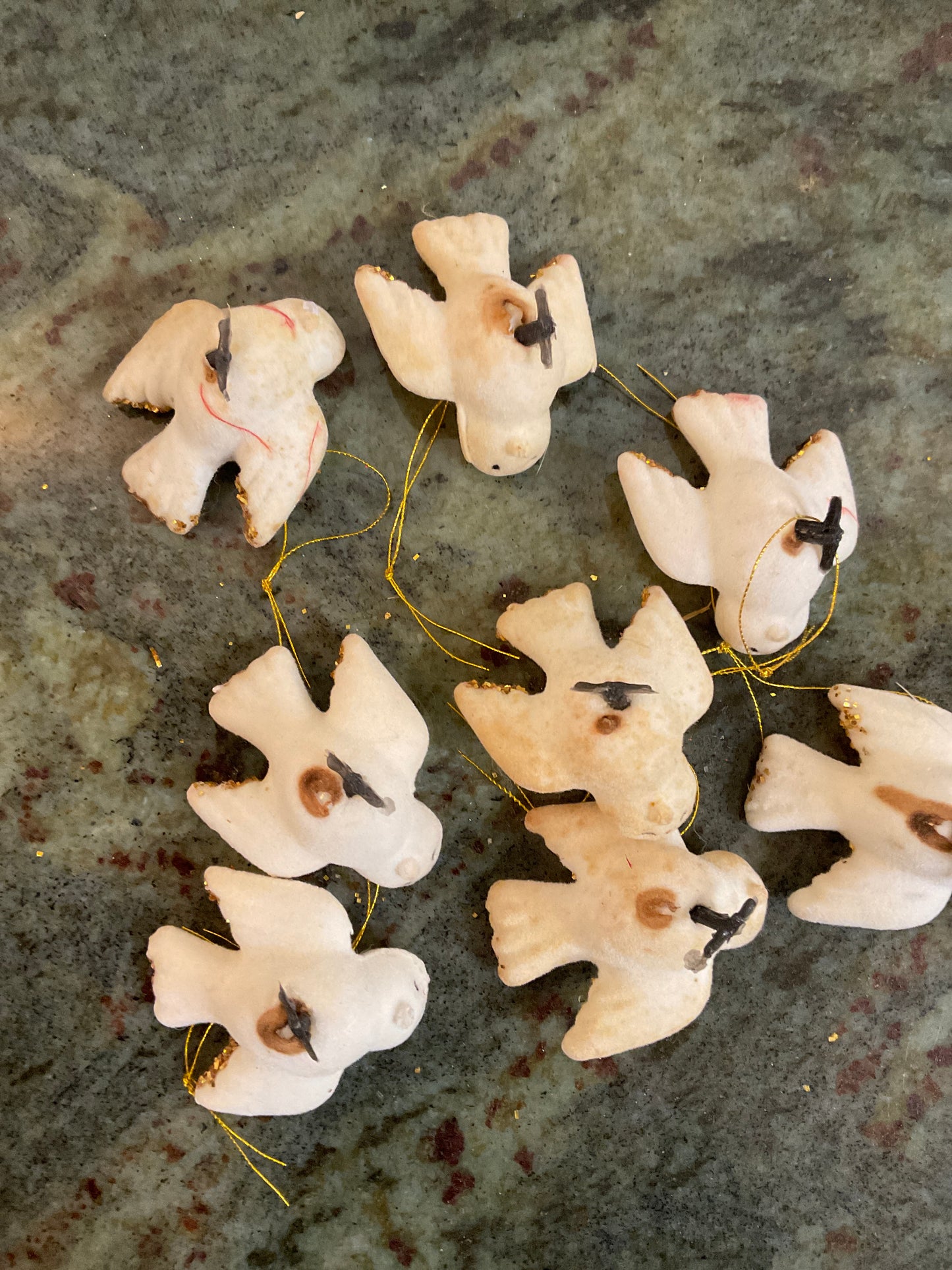 Small White Birds With Gold Glitter