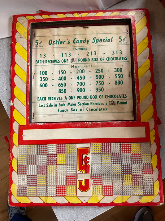 Vintage Ostler’s Candy Special Punchboard