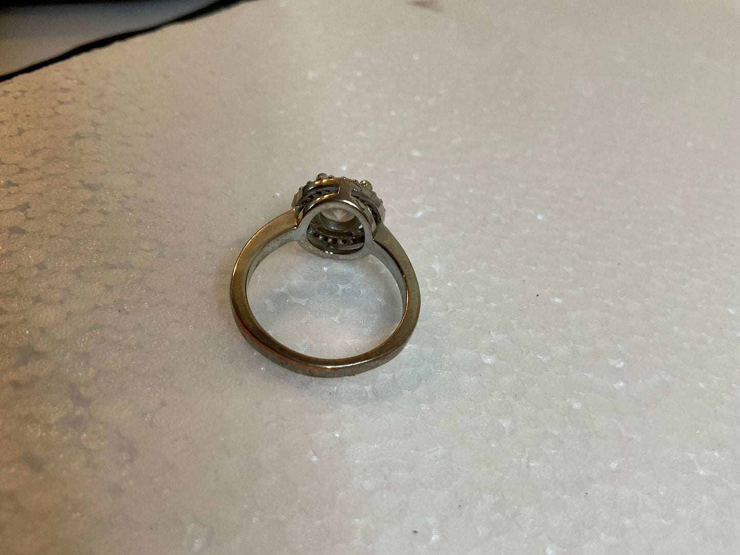 Silvertone Round Cubic Zirconia Ring