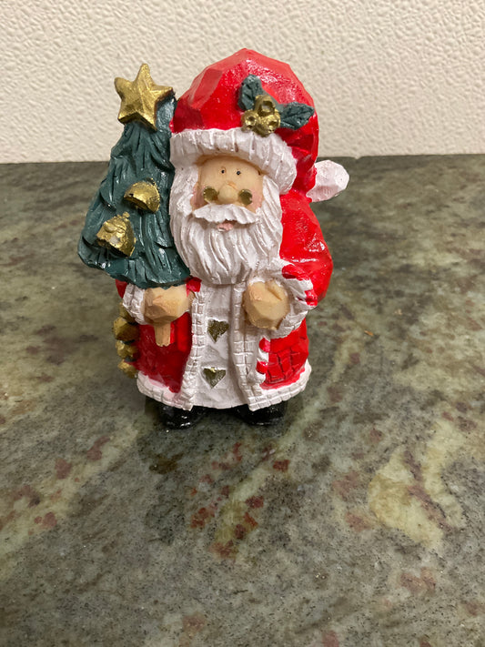 Santa with Tree World Bazaar Holiday Figurine