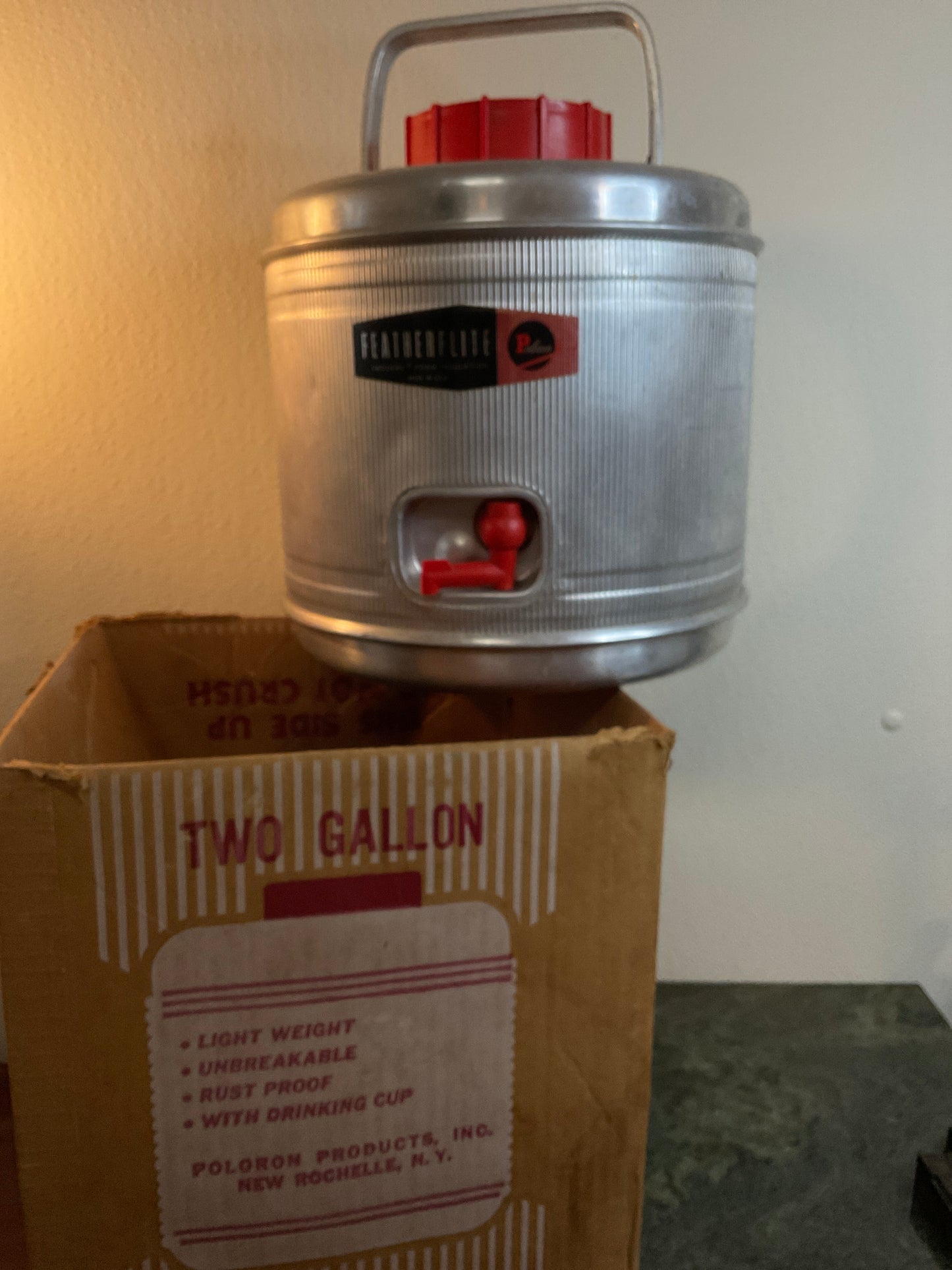 Vintage Featherlite Poloron Vacucel Aluminum Cooler Jug