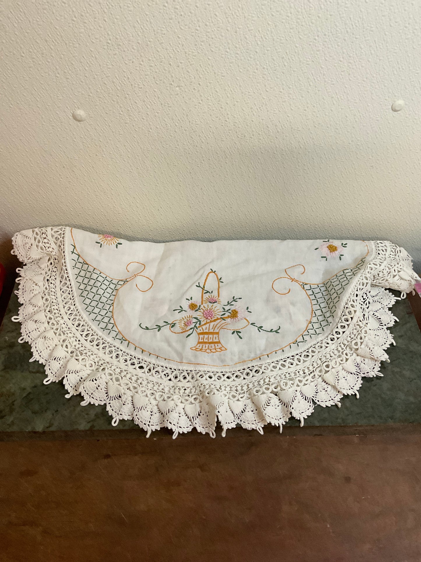 Embroidered Doily Crochet Edge