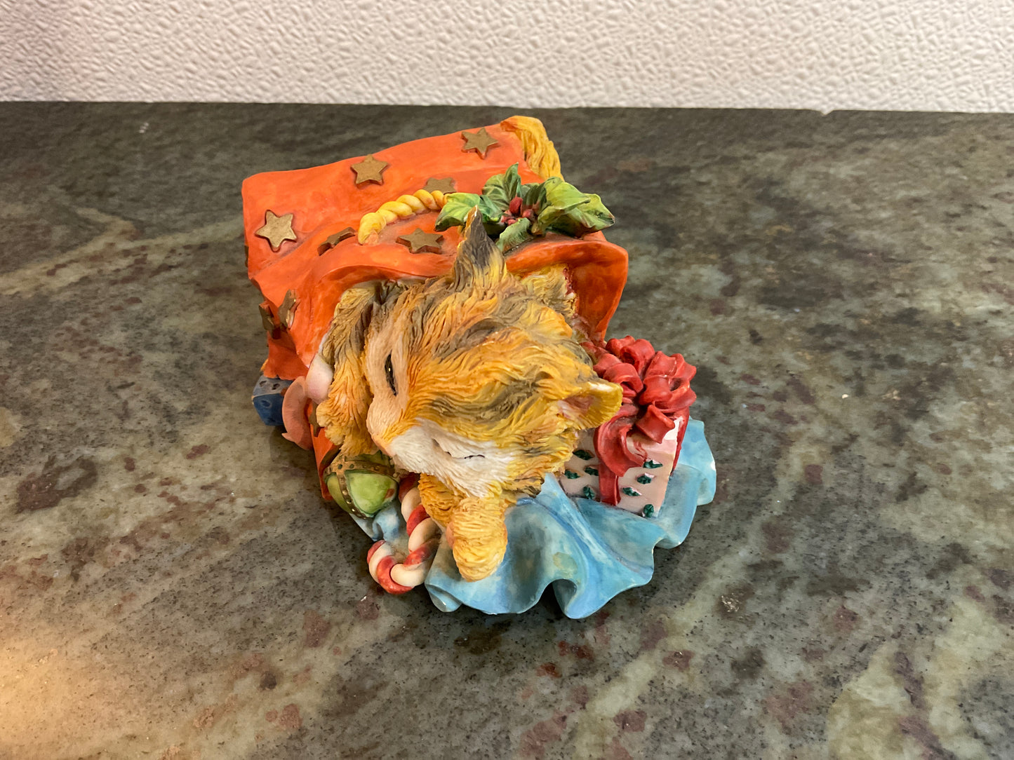 Resin Kitten In Sack Holiday Figure