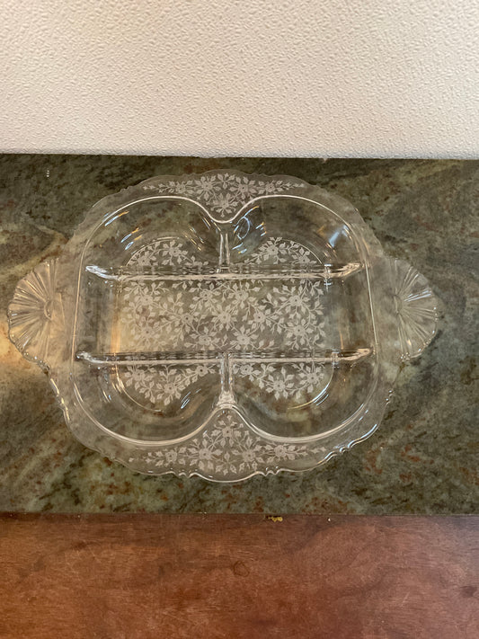 Cambridge Glass Diane Divided Relish Dish