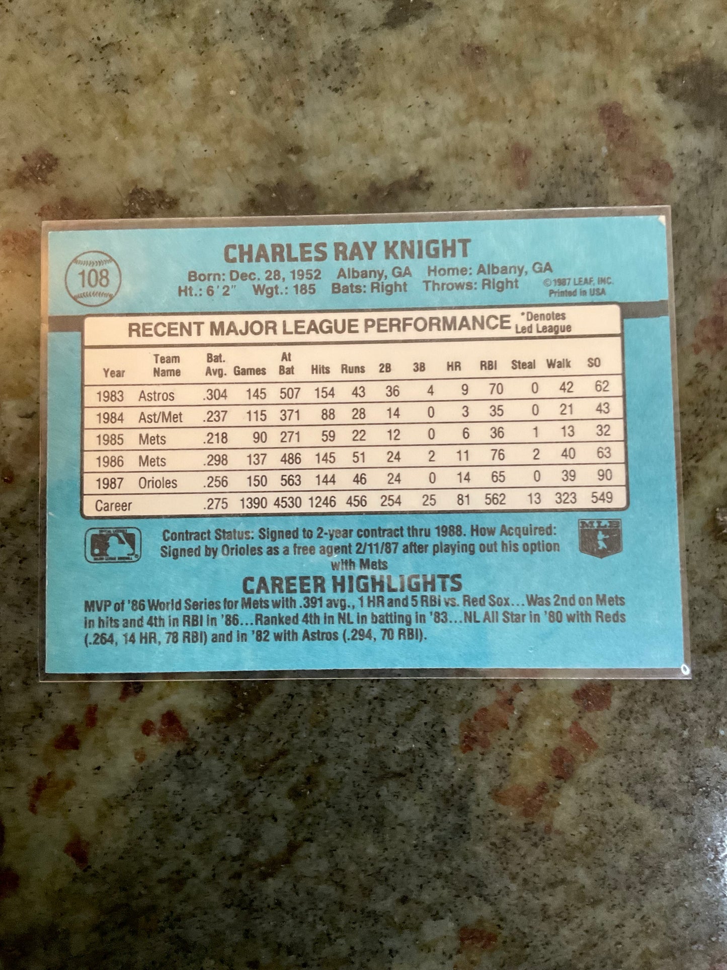 Ray Knight Baltimore Orioles