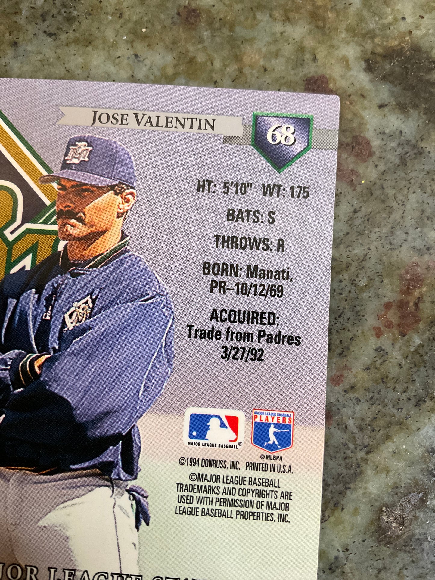 Jose Valentin 1994 Dunross Baseball Card
