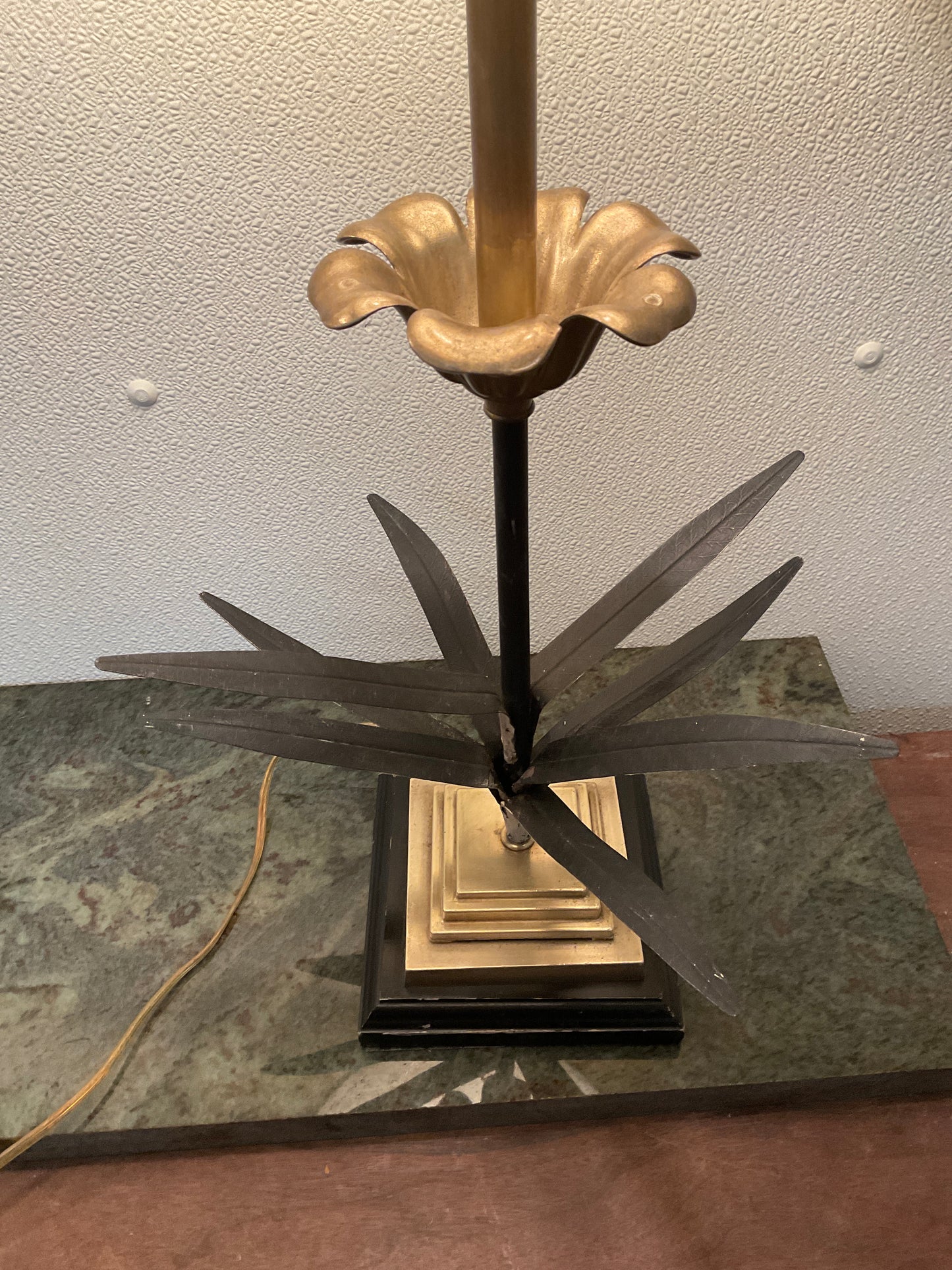 Vintage Brass and Wood Table Lamp