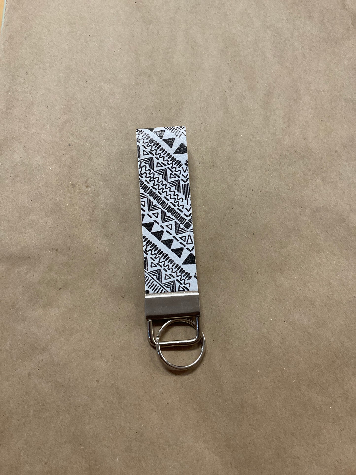 Faux Leather Western Print Wrist Keychain