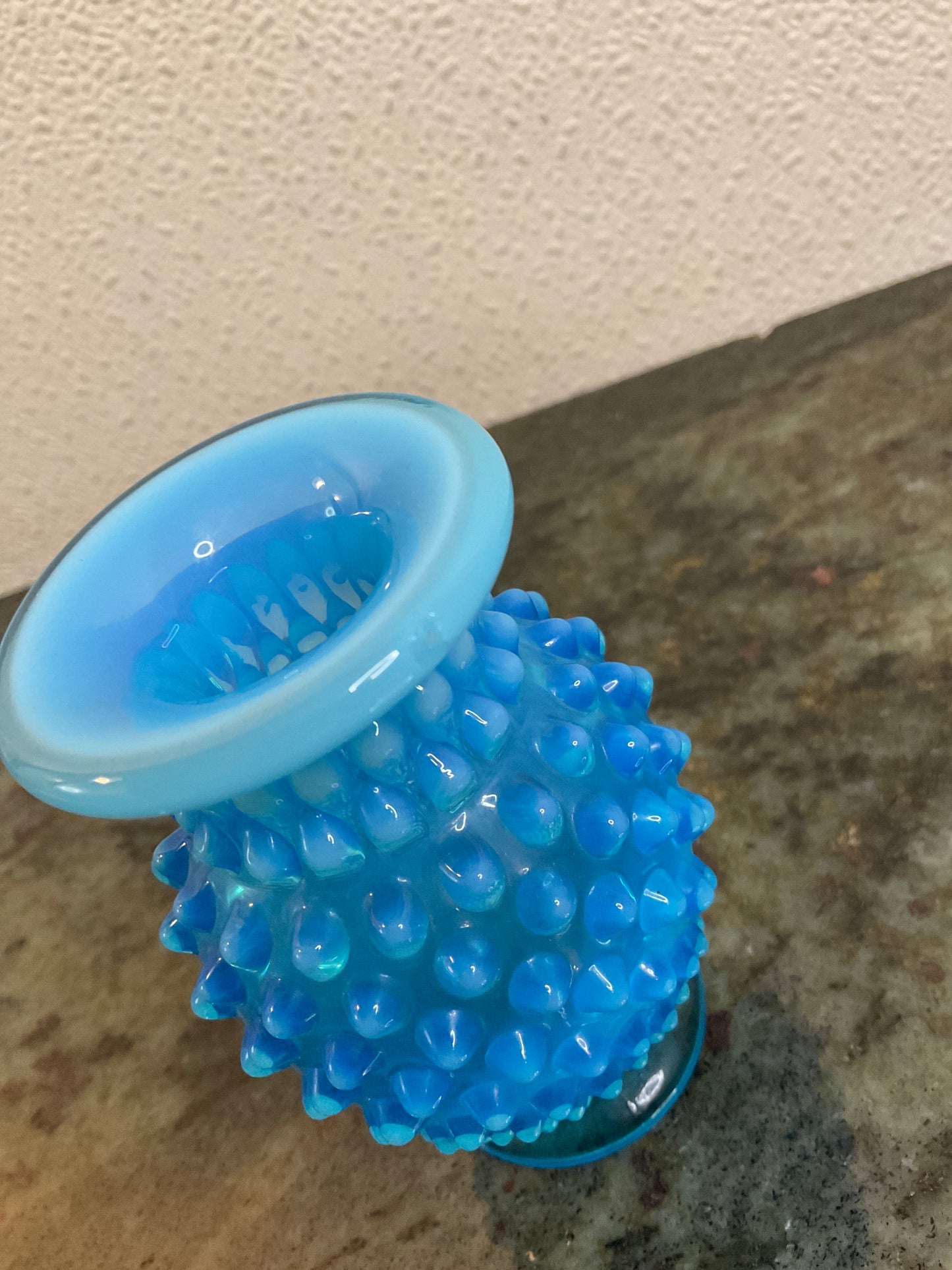 Fenton Blue Hobnail Glass Bud Vase