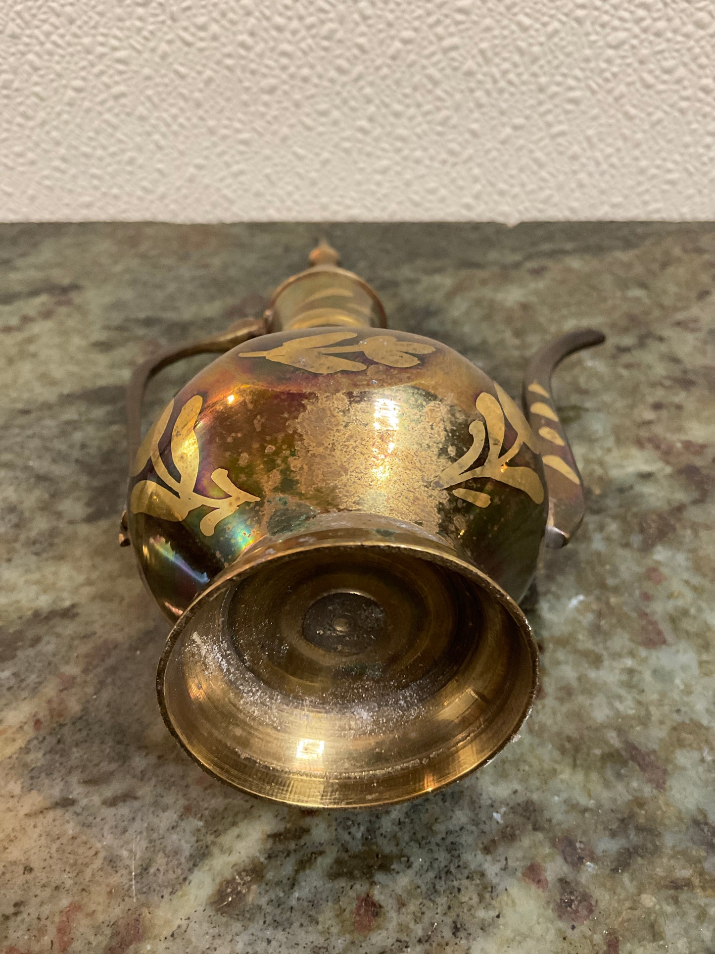 Vtg Mini Turkish Brass Teapot & 6 Cups/Goblets