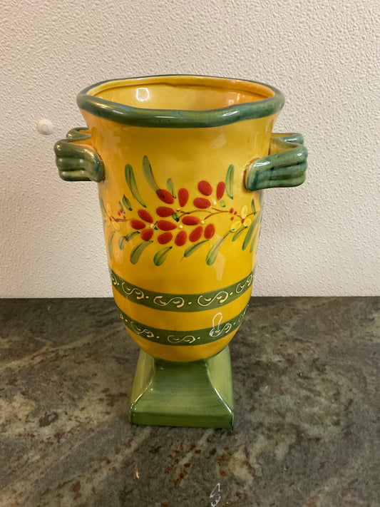 Yellow Ceramic Vase With Handles