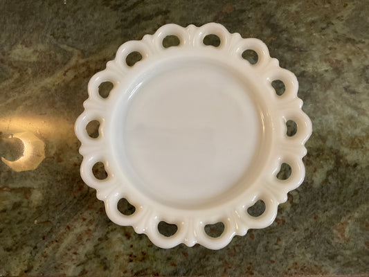 Lace Edge Milk Glass Plate