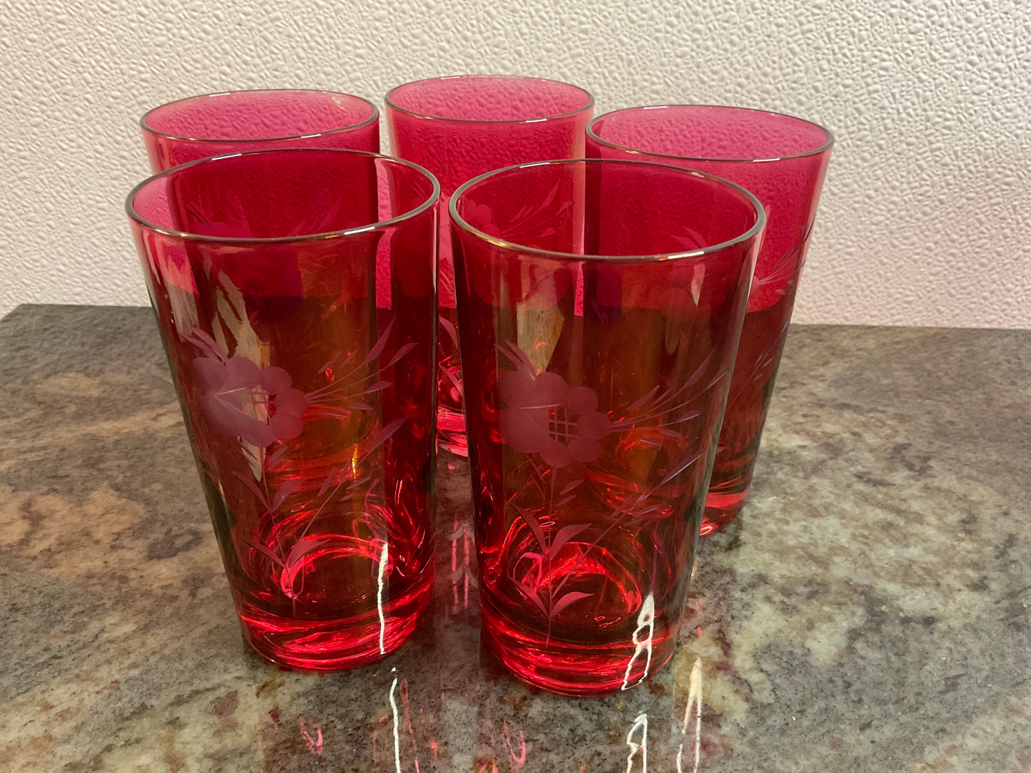 MCM Ruby Cranberry Cocktail Set