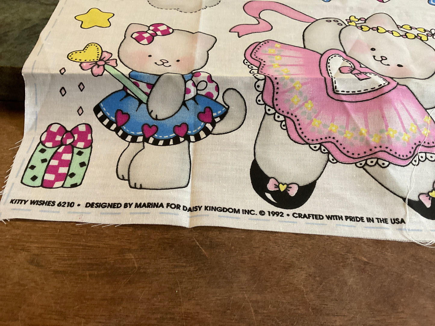 1992 Kitty Wishes No Sew Fabric Appliqué Square