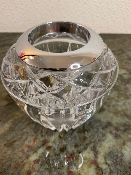 Princess House Crystal Votive with Silver Rim