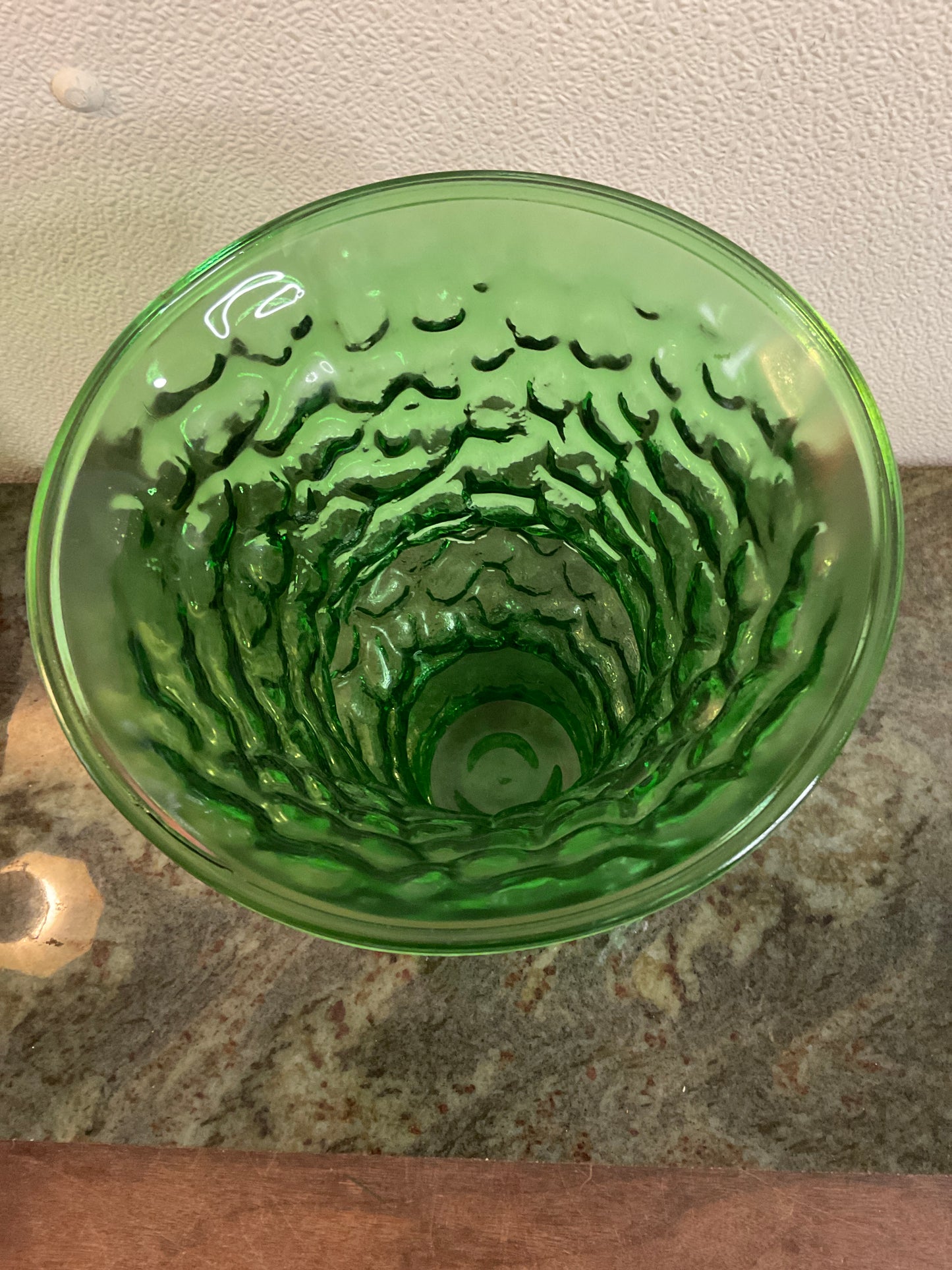 Emerald Green Crinkle Glass Vase