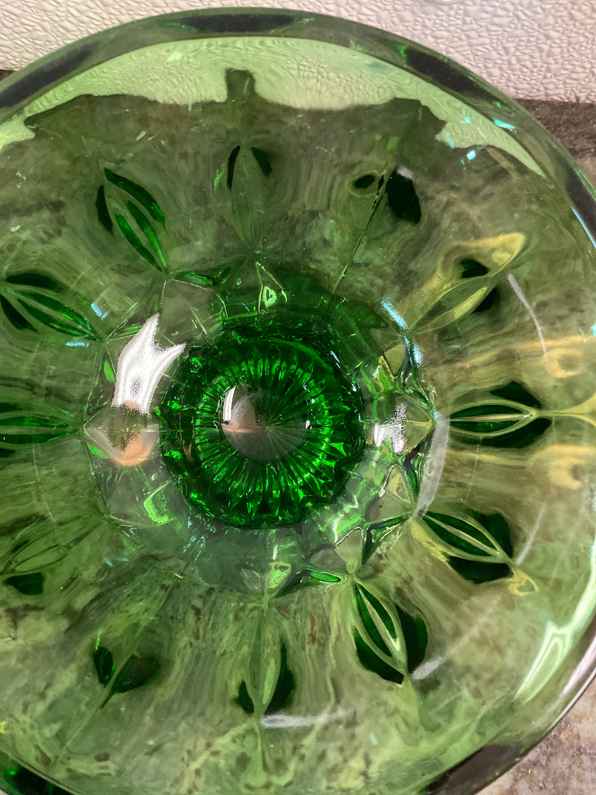 Vintage Green Anchor Hocking Footed Glass Bowl