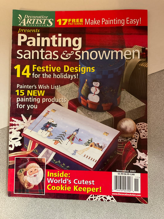 Magazine Decorative Artist’s Workbook Painting Santa’s & Snowmen