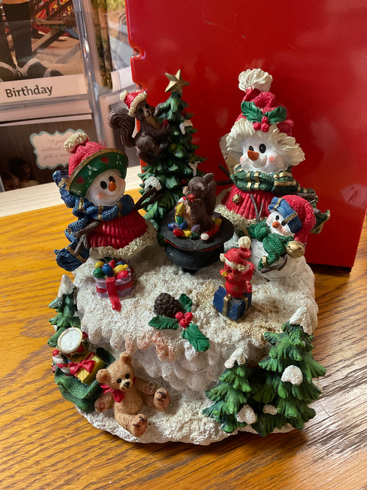 Musical Christmas Figure with Snowmen