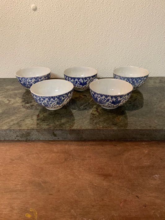 Vintage Flying Phoenix China Tea Cups Set of 5