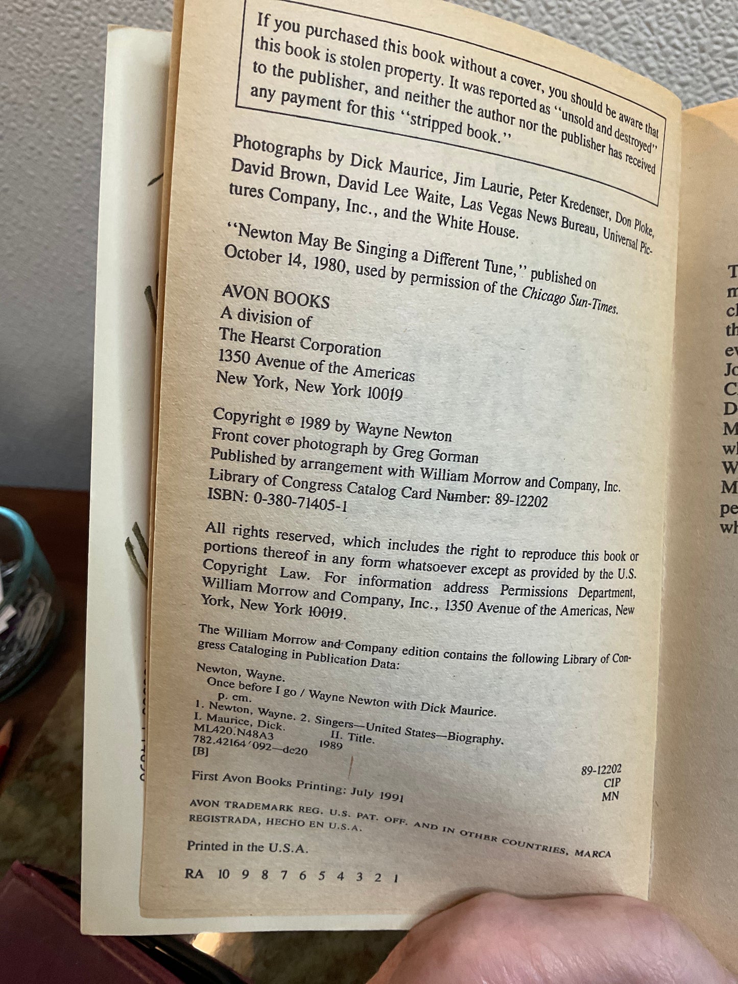 Paperback ‘Wayne Newton Once Before I Go’  1989