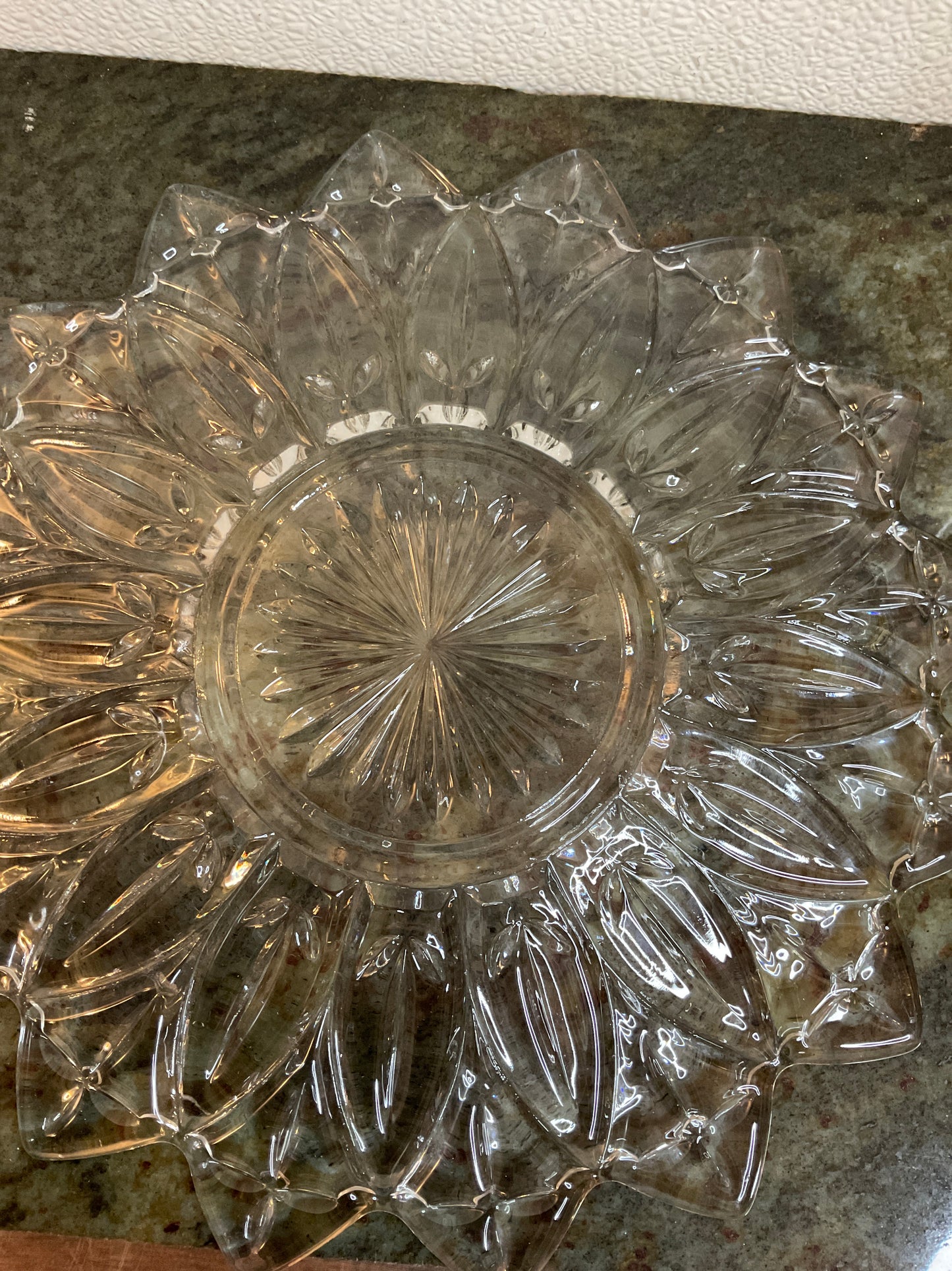 Dinner/ Serving Plate Vintage 1960’s Federal Pressed Glass “Petal Pattern”
