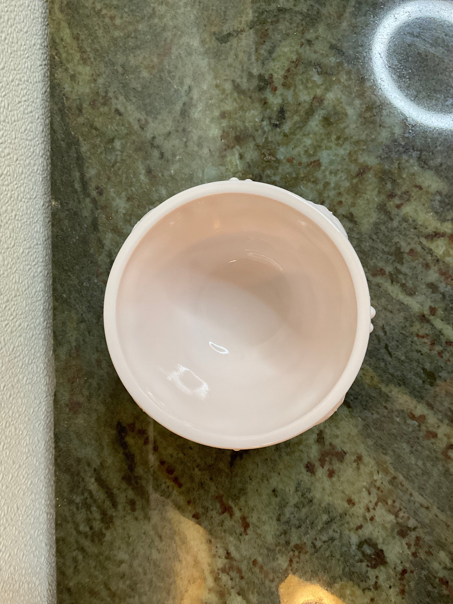 Pink Milk Glass Footed Candy Dish