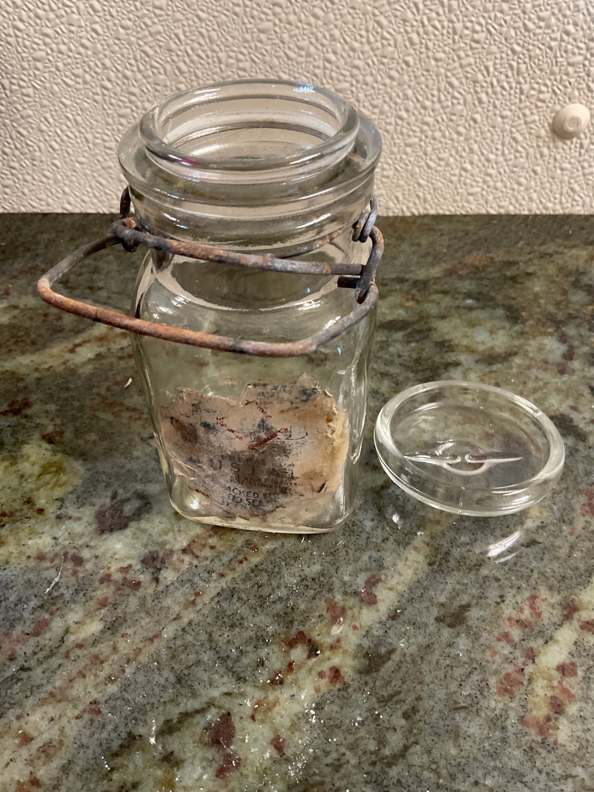 Vintage Clear Glass Canning Jar With Lid